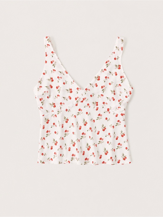 Abercrombie & Fitch Tops - Abercrombie & Fitch White V-Neck Camisole with Red Cherry Print